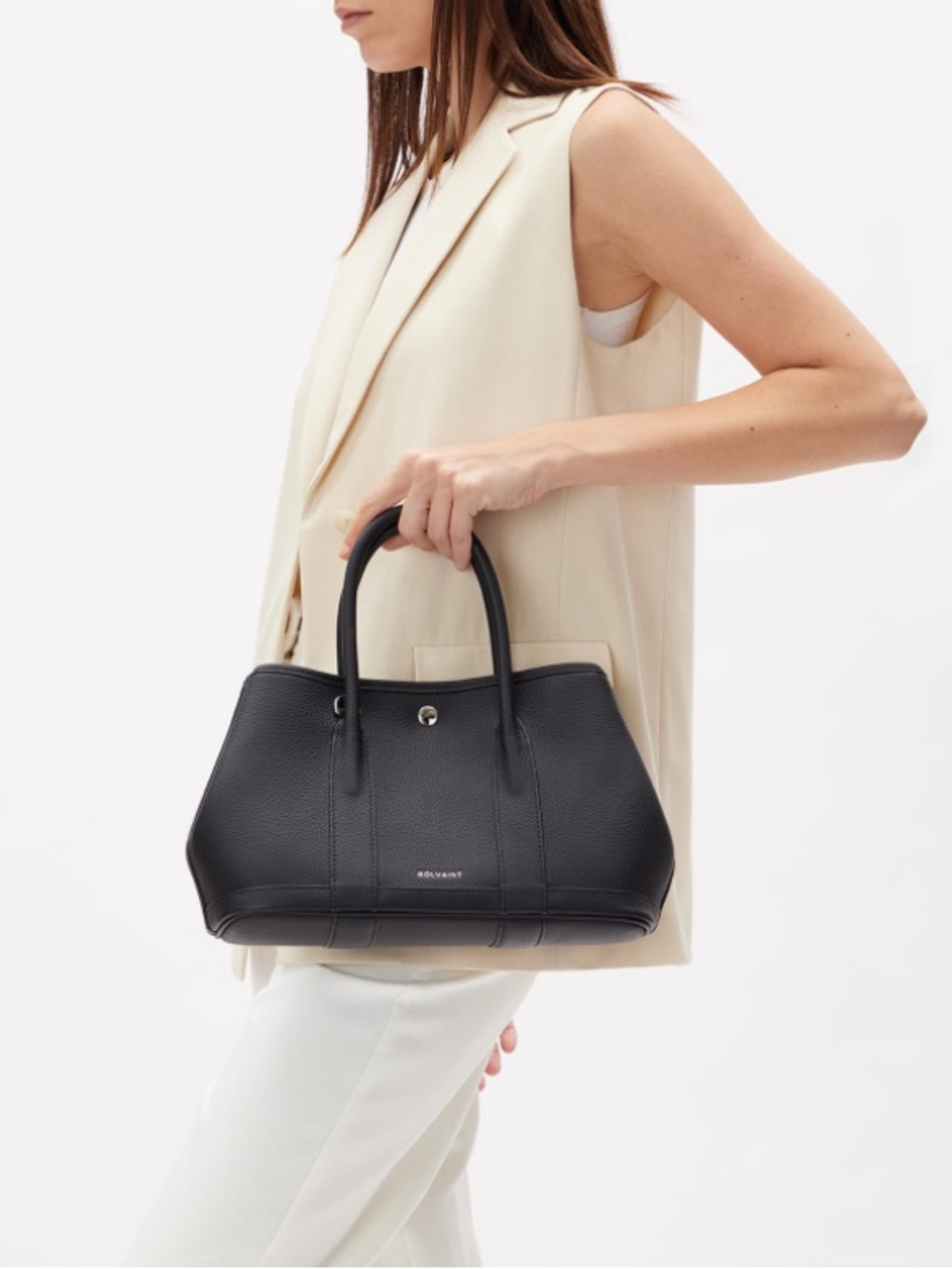 Bolvaint “The Coralie Tote” Matte Midnight Black Top Grain Pebbled Leather - Picture 2 of 8
